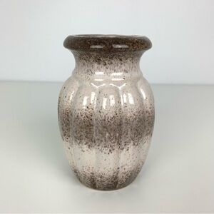 Scheurich West Germany Vase Vtg Pumpkin Fluted Beige Brown German Pottery